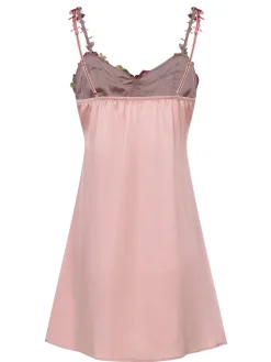 Outlet Retro Stage 1950s Flower Embroidered Suspender Nightgown Pink