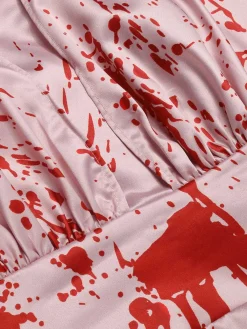 Hot Retro Stage 1950s Halloween Bloodstain Halter Dress Pink