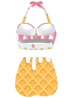 Discount Retro Stage Pink 1970s Halter Ice-Cream Cone High-Waist Bikini