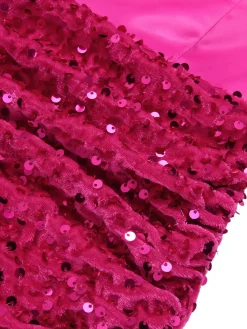 Clearance Retro Stage 1960s Halter Sequined Wrap Dress Pink
