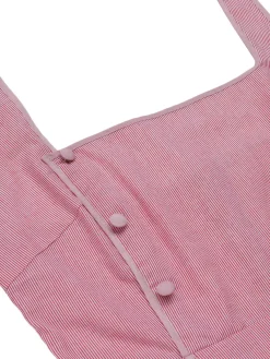 Sale Retro Stage 1960s Halter Stripes Belted Bodycon Dress Pink