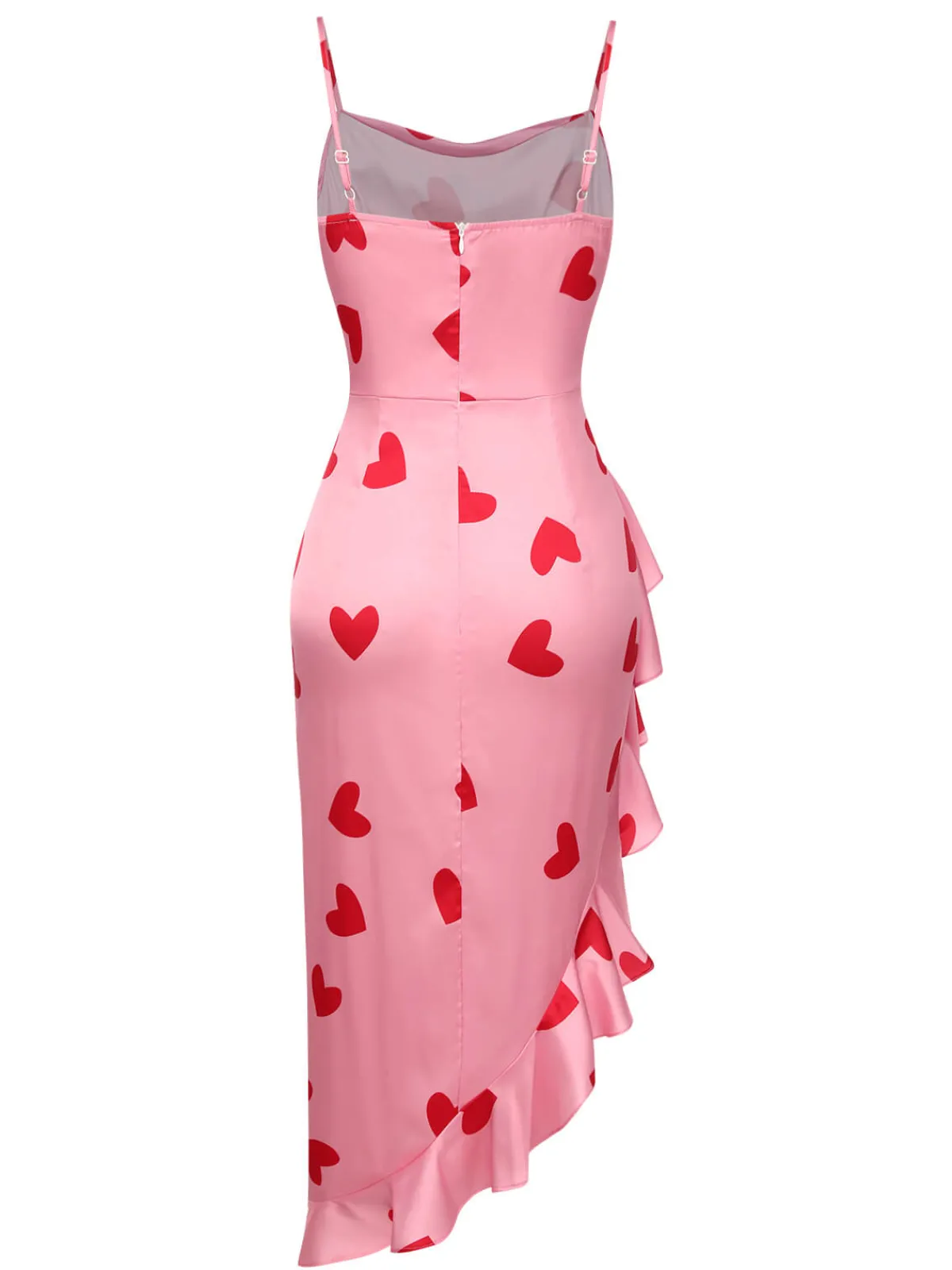 Clearance Retro Stage 1960s Heart Cowl Collar Sling Dress Pink