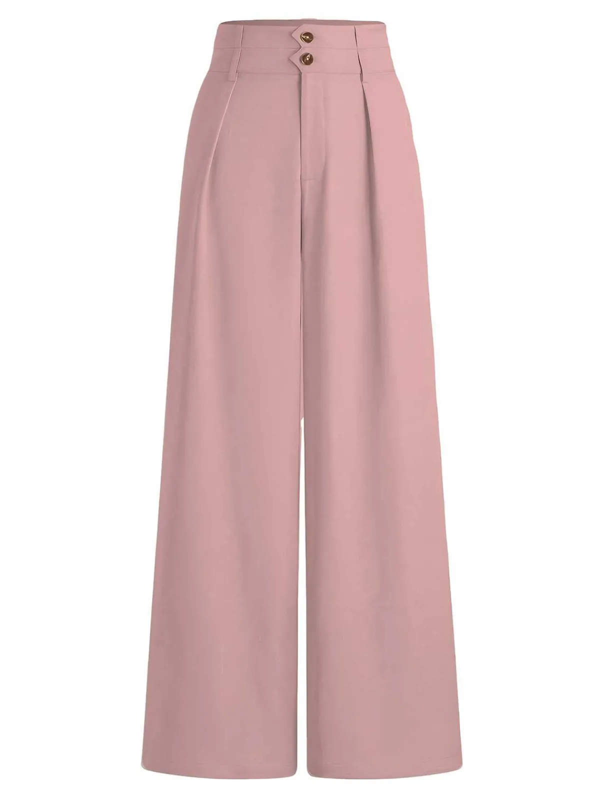 Online Retro Stage 1950s High Waist Solid Pants Pink
