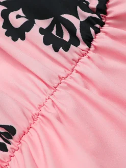 Best Retro Stage Pink 1940s Oblique Neck Tribal Printed Romper