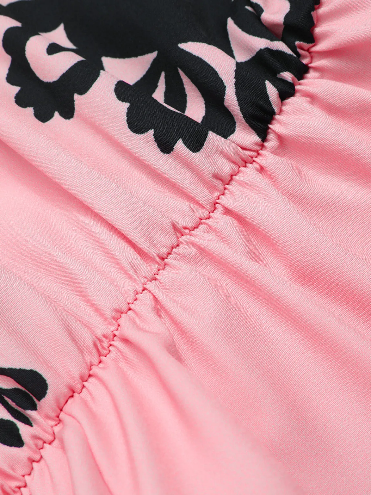 Best Retro Stage Pink 1940s Oblique Neck Tribal Printed Romper