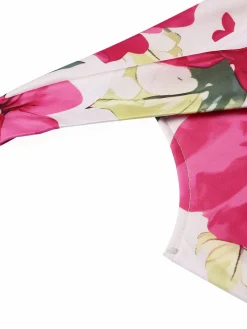 Sale Retro Stage 1930s Off-Shoulder Floral Mermaid Dress Pink