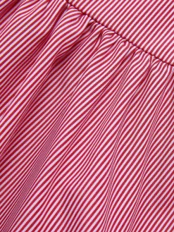 Hot Retro Stage 1950s Pinstripes Tie Collar Dress Pink