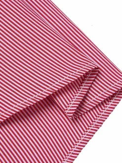 Hot Retro Stage 1950s Pinstripes Tie Collar Dress Pink