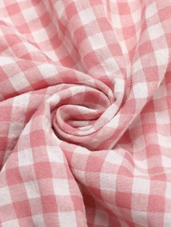Discount Retro Stage 1950s Plaid Cotton Off-Shoulder Dress Pink