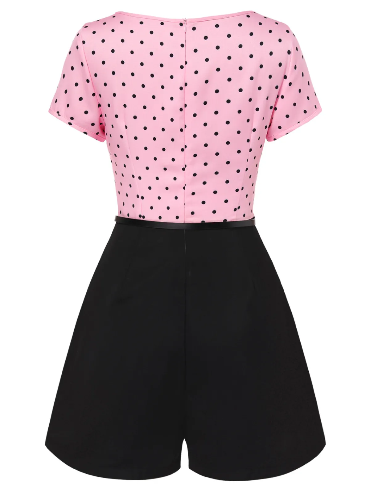 Outlet Retro Stage 1950s Polka Dot Bow Romper Pink