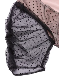Online Retro Stage 1960s Polka Dot Mesh Pencil Dress Pink