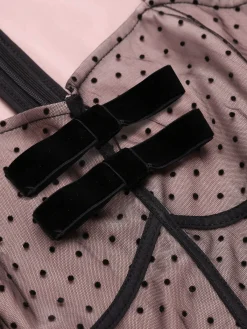Online Retro Stage 1960s Polka Dot Mesh Pencil Dress Pink
