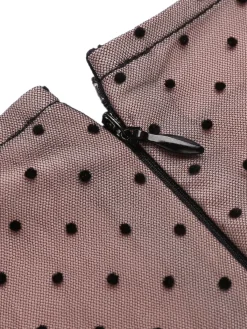 Online Retro Stage 1960s Polka Dot Mesh Pencil Dress Pink