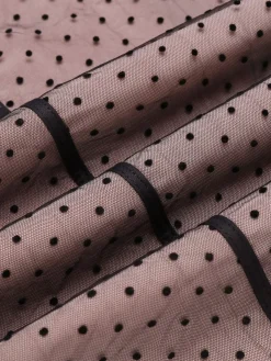 Online Retro Stage 1960s Polka Dot Mesh Pencil Dress Pink