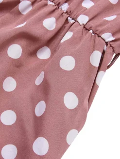 Sale Retro Stage Pink 1930s Polka Dots Drawstring Halter Jumpsuit Coral Pink