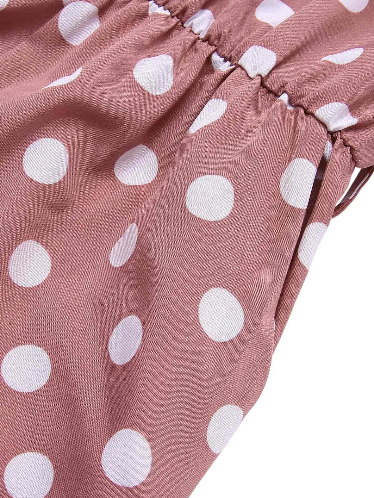 Sale Retro Stage Pink 1930s Polka Dots Drawstring Halter Jumpsuit Coral Pink
