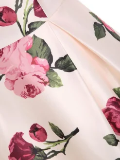 Outlet Retro Stage 1950s Rose Floral Swing Dress Pink