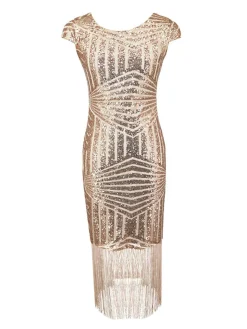 Outlet Retro Stage 1920s Sequin Fringed Dress Pink