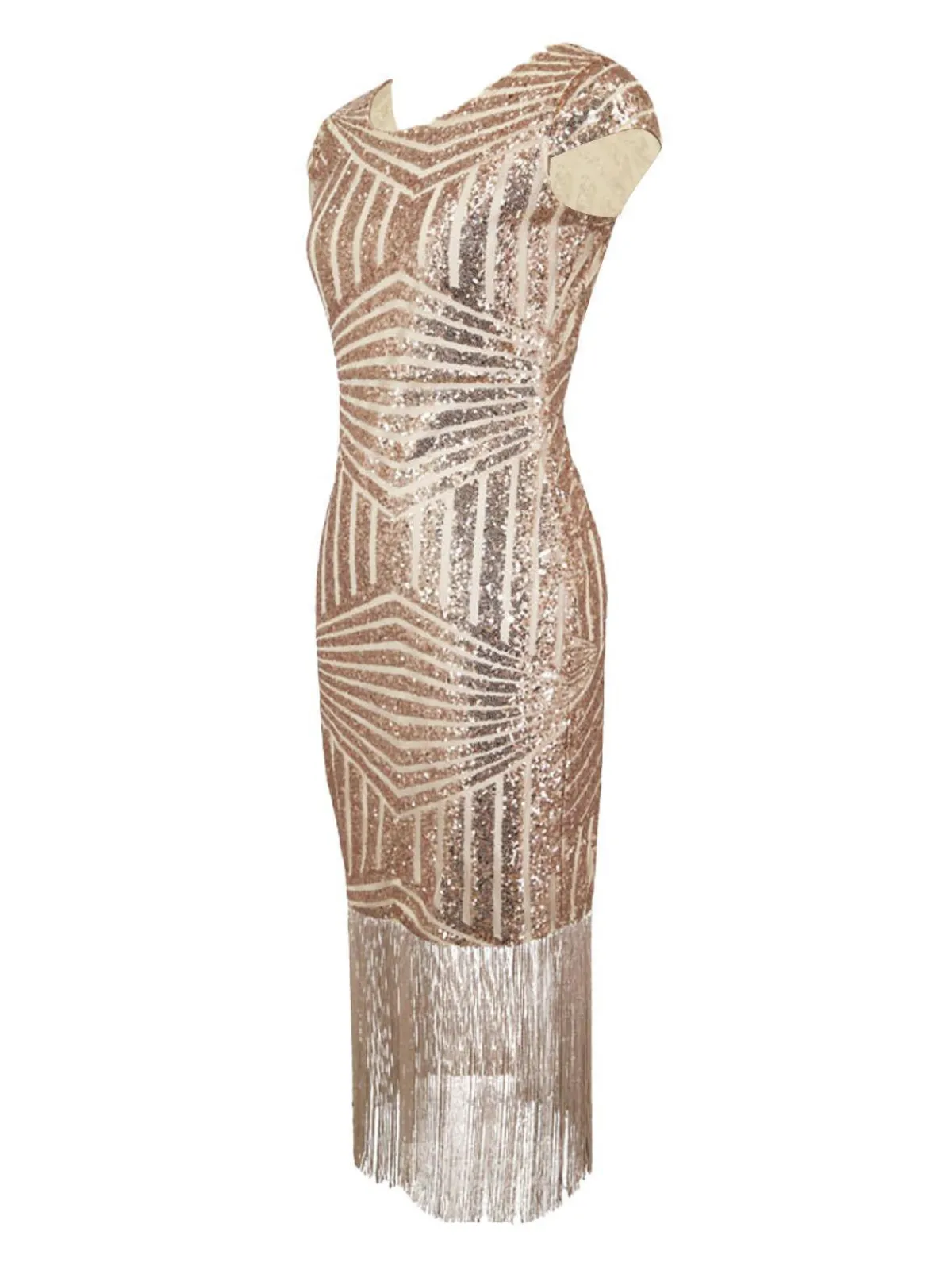Outlet Retro Stage 1920s Sequin Fringed Dress Pink