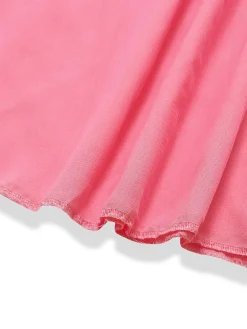 Fashion Retro Stage 1930s Solid Embroidery Chiffon Maxi Dress Pink