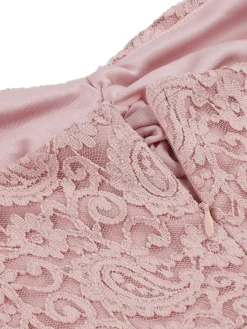 Discount Retro Stage 1950s Solid Lace Heart Collar Dress Pink