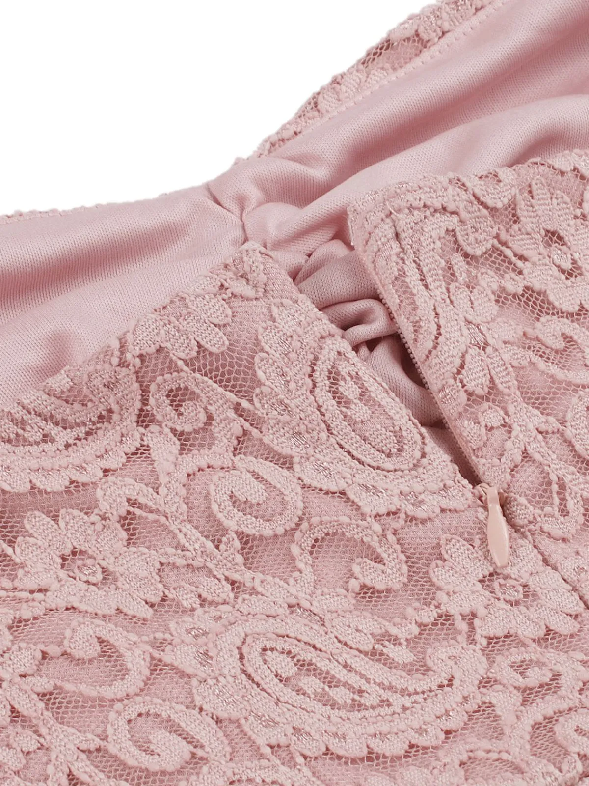 Discount Retro Stage 1950s Solid Lace Heart Collar Dress Pink