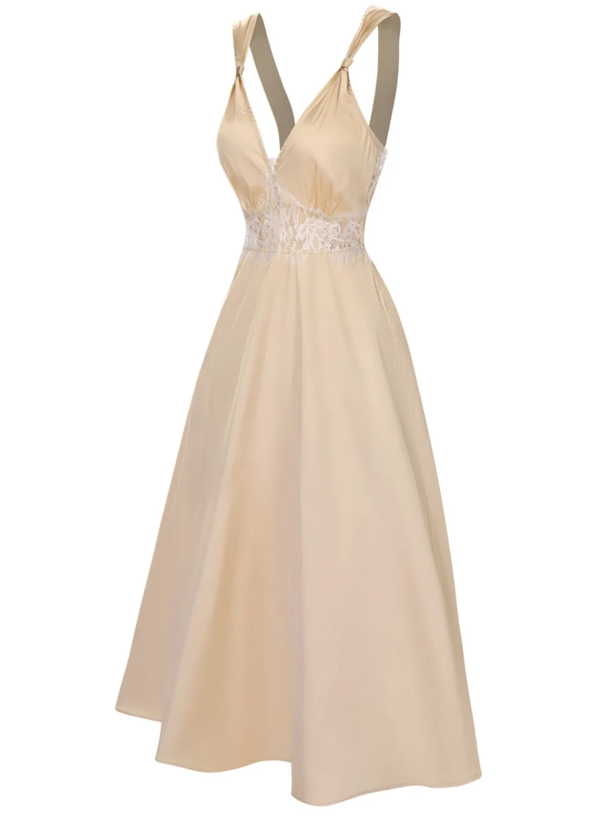 Clearance Retro Stage Pink 1930s Solid Lace Satin Nightgown