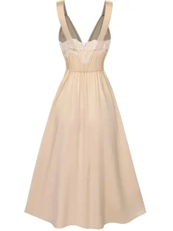 Clearance Retro Stage Pink 1930s Solid Lace Satin Nightgown
