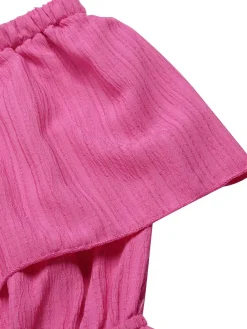 Fashion Retro Stage 1960s Solid Off-Shoulder Wideleg Jumpsuit Pink