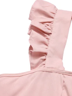 New Retro Stage 1950s Solid Ruffle Sleeveless Dress Pink