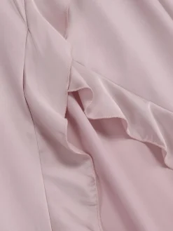 Clearance Retro Stage 1960s Solid Satin Ruffled Tulip Nightdress Pink