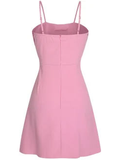 New Retro Stage 1960s Solid Spaghetti Straps Bow Dress Pink