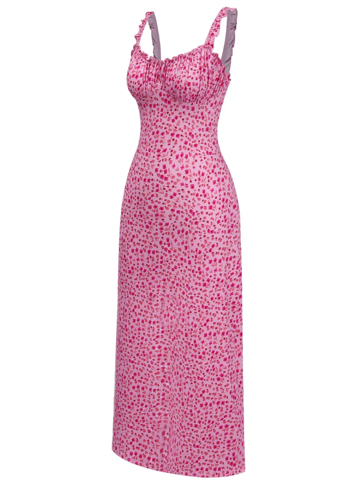 Outlet Retro Stage 1930s Spaghetti Strap Boho Ditsy Floral Dress Pink