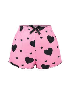 Clearance Retro Stage 1950s Spaghetti Strap Bow Heart Pajama Pink
