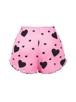 Clearance Retro Stage 1950s Spaghetti Strap Bow Heart Pajama Pink