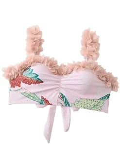 Outlet Retro Stage 1950s Spaghetti Strap 3D Floral Swimsuit Pink