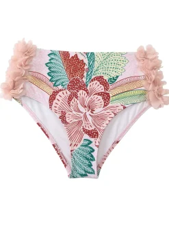 Outlet Retro Stage 1950s Spaghetti Strap 3D Floral Swimsuit Pink