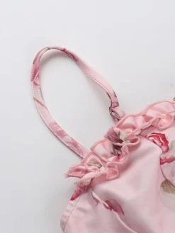 Outlet Retro Stage 1960s Spaghetti Strap Roses Nightgown Pink