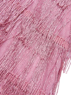 Fashion Retro Stage 1920s Spaghetti Strap V-Neck Fringe Dress Pink