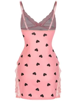 Outlet Retro Stage 1950s Spaghetti Straps Lace Hearts Nightgown Pink