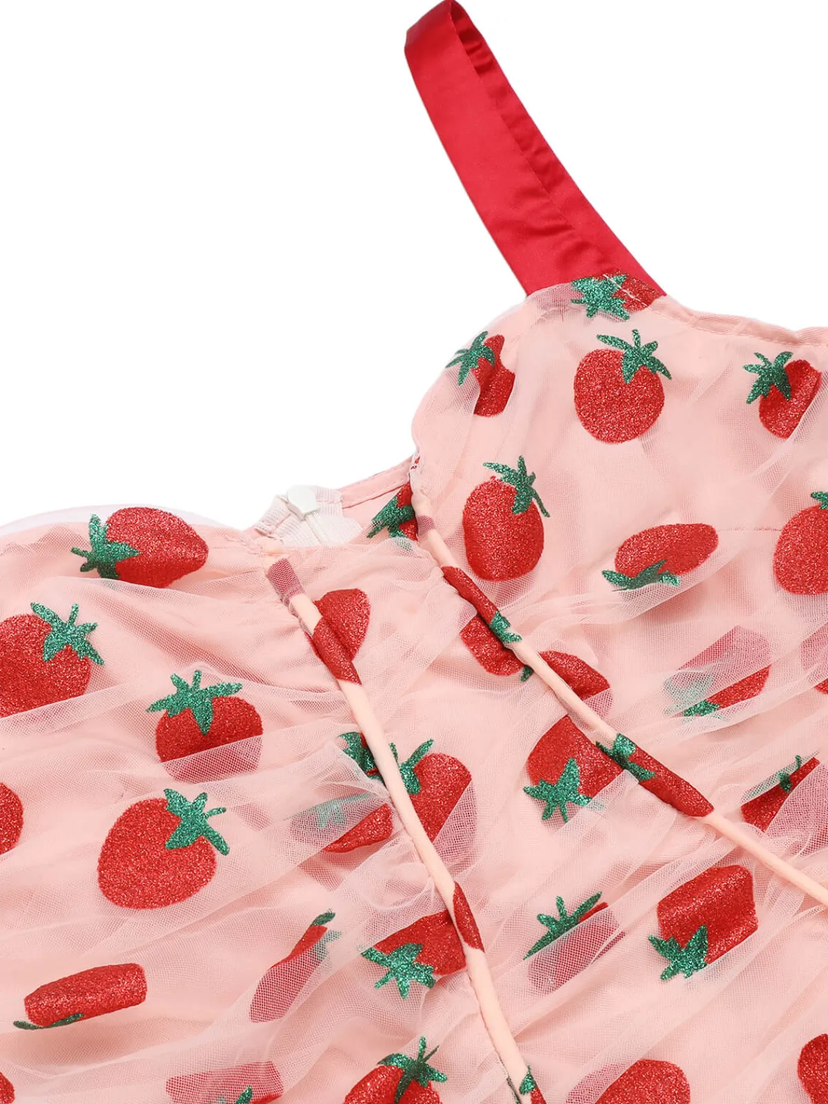 Hot Retro Stage 1960s Strawberry Drawstring Strap Pencil Dress Pink