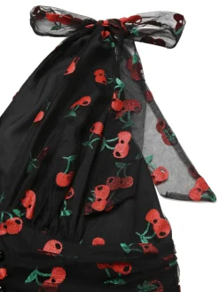 Best Retro Stage Pink 1950s Strawberry Mesh Swing Dress