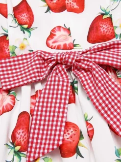 Best Retro Stage 1940s Strawberry Plaid Shirt Collar Dress Pink