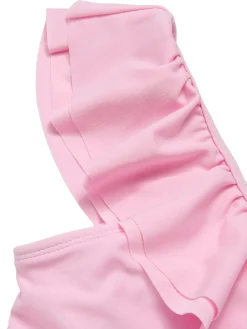 Hot Retro Stage 1960s Tropical Plants Ruffles Swimsuit Pink