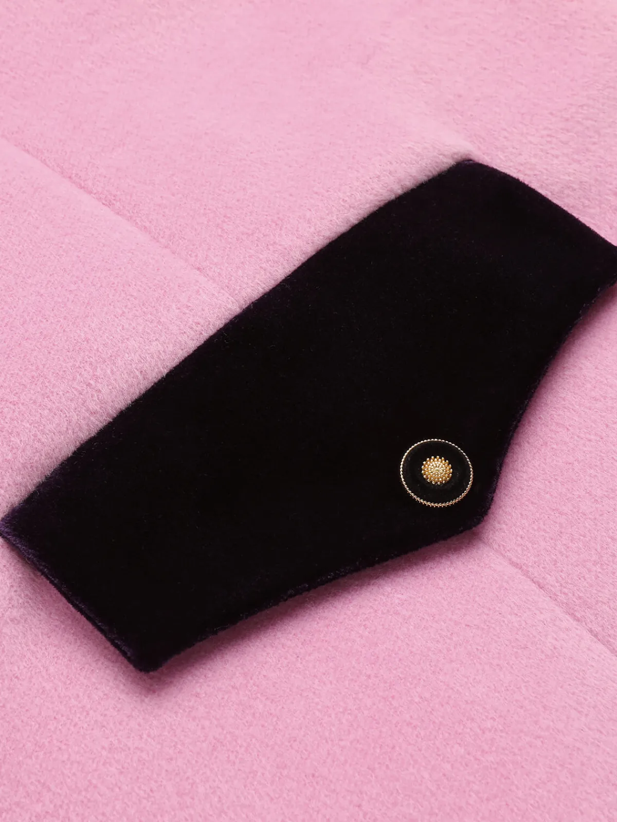 Outlet Retro Stage 1930s Velvet Patchwork Button Coat Pink