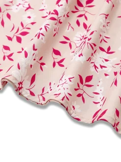 Best Retro Stage 1940s V-Neck Floral Puff Sleeve Dress Pink