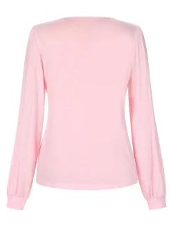 Outlet Retro Stage 1930s V-Neck Lantern Sleeve Top Pink