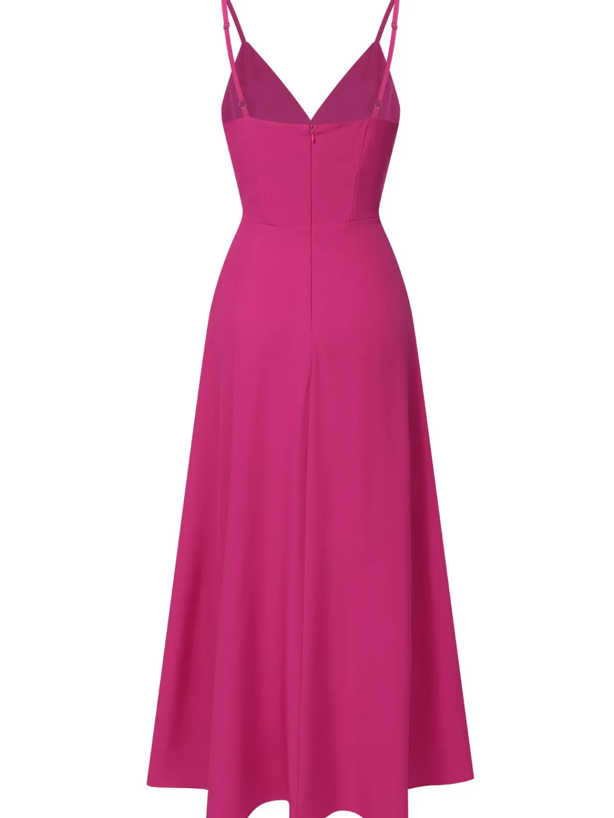 Best Retro Stage 1930s V-Neck Ruffled Irregular Slit Dress Pink