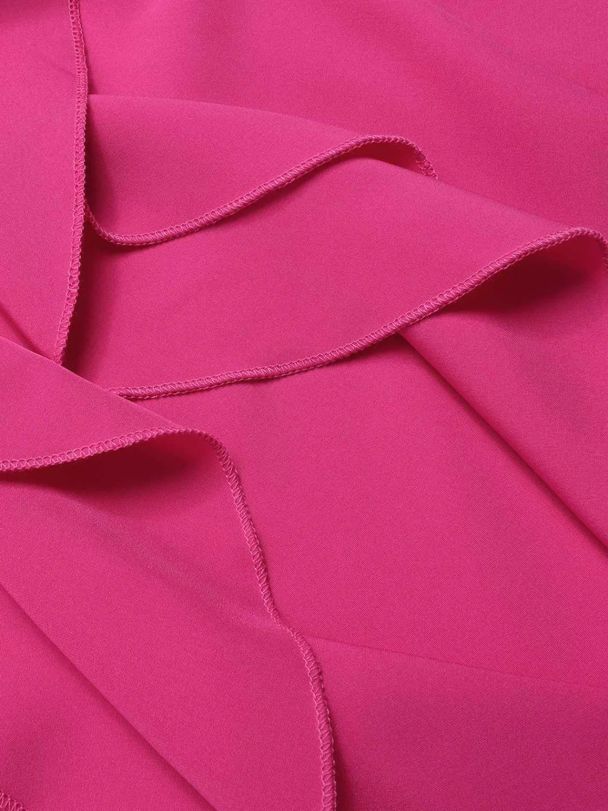 Best Retro Stage 1930s V-Neck Ruffled Irregular Slit Dress Pink