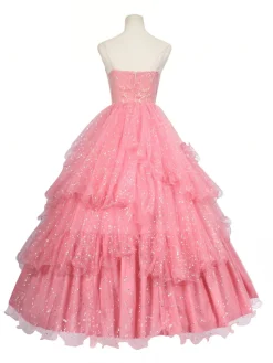 Fashion Retro Stage 1950s Wicked Glitter Mesh Swing Dress Pink